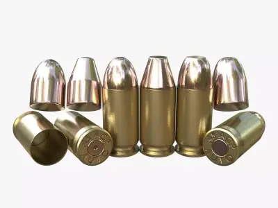 45 ACP AUTO Cartridge Low-poly 3D model