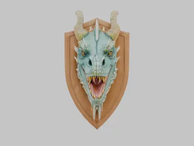 Dragon Head Wall Mount Low-poly 3D model