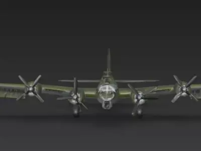 Boeing B17 Bomber 3D Model World War II Aircraft Low-poly 3D model