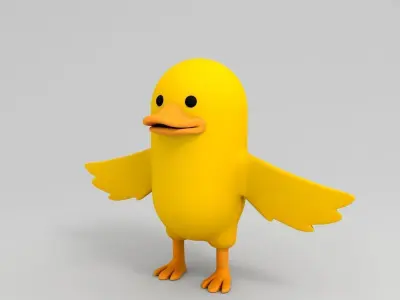 Yellow Duck Character 3D model