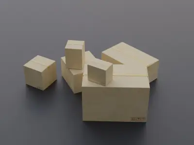 Packaging Boxes Carton Low-poly 3D model