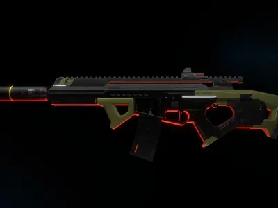 Sci-fi Assault Rifle Low-poly 3D model