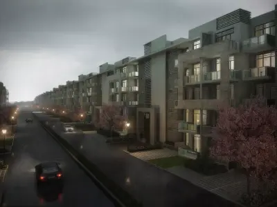 Street with Condominiums Free 3D model