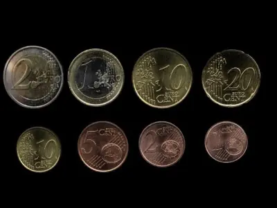 A full set of Euro coins 3D model