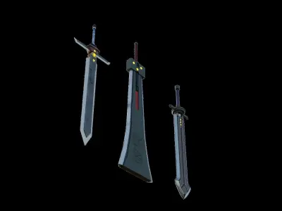 Bundle Sword Final Fantasy Low-poly 3D model