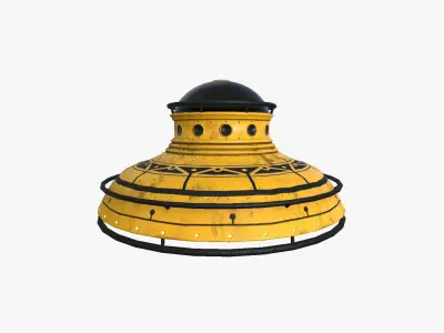 Alien Spaceship UFO F08 Yellow Dirt - Sci Fi Spacecraft Design Low-poly 3D model