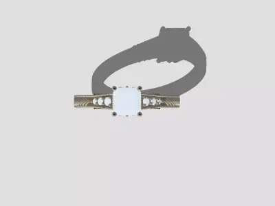 Vintage Inspired Asscher Cut Engagement Ring With Side Diamonds 3D print model
