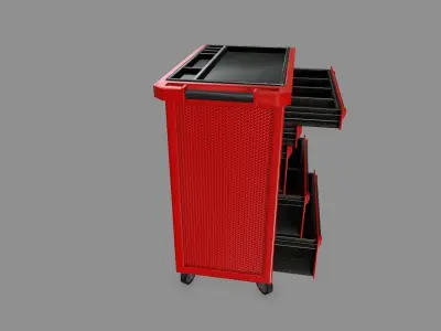 Cupboard tool cart on wheels Low-poly 3D model