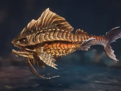 Predatory fishes Low-poly 3D model