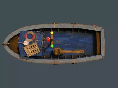 Wooden Ship - PBR Low-poly Game Ready Low-poly 3D model