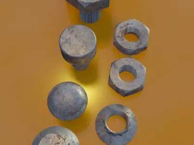 Bolts nuts pack 3D model