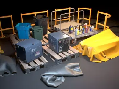 Storage Generic Prop Collection - Game ready Low-poly 3D model