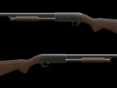 Low Poly Shotgun Low-poly 3D model purchase