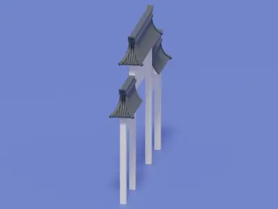 Cartoon Ancient Chinese Gate 3D model purchase
