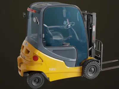 Forklift Truck 01 Yellow All PBR Unity UE Textures Low-poly 3D model