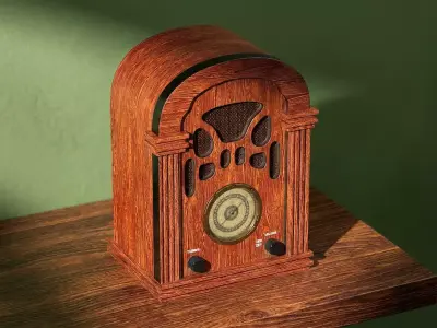 A Vintage Wooden Radio 50s 3D model