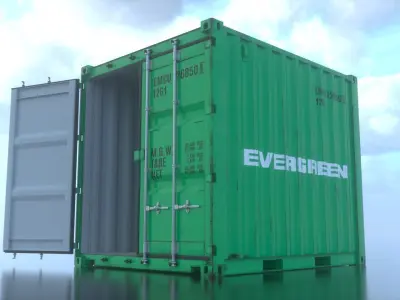 Shipping Container 10ft Rigged Low-poly 3D model