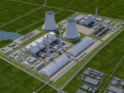 Thermal power plant - nuclear power plant - chemical plant 3D model buy