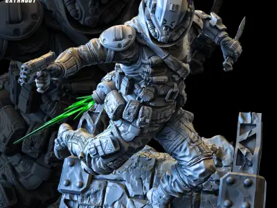 Wall Running Soldier 100mm 3D print model