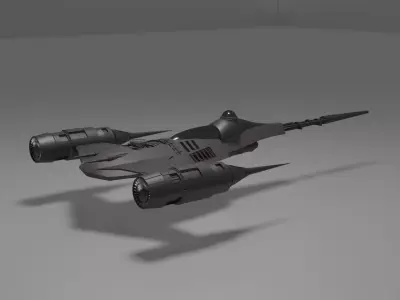 mandalorian starfighter Low-poly 3D model