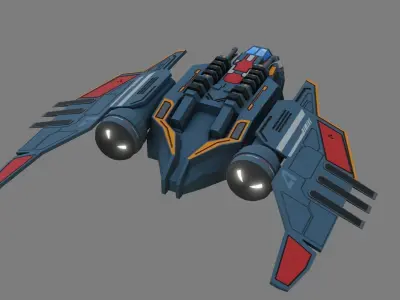 Sci-Fi Fighter Ship - Low Poly - Game Ready - PBR Low-poly 3D model
