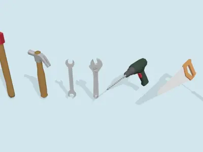Low Poly Construction Tools Low-poly 3D model purchase