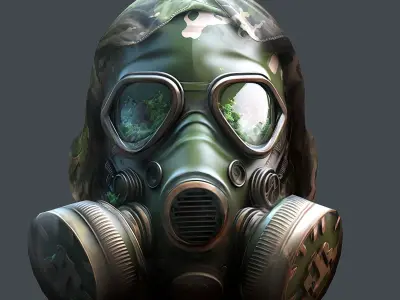 Gas mask helmet 3d model military combat fantasy cyborg  Low-poly 3D model get