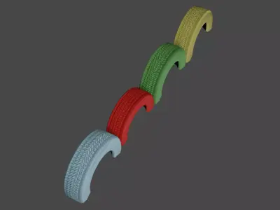 Low-poly Buried Playground Tires  4 Color Variations Low-poly 3D model