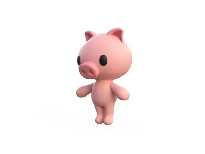 Little animal cute - Pig cute - Character011 Low-poly 3D model