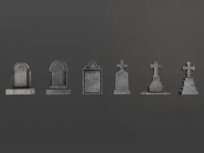 Grave Headstones Low-poly 3D model
