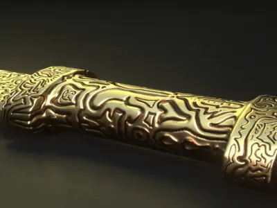 Low Poly Golden Dagger Low-poly 3D model