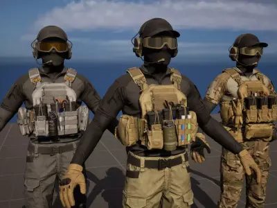 AAA PMC MODULAR SOLDIER PACK Low-poly 3D model