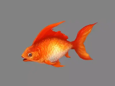 Cartoon red carp Low-poly 3D model