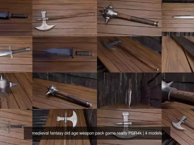  medieval fantasy old age weapon pack game ready PBR4k
