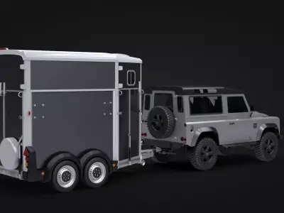 European-style Horse Trailer and SUV 3D model