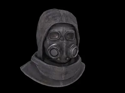 Postapocalypse gasmask with hood Low-poly 3D model