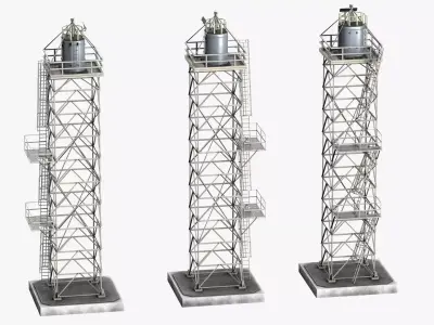 Steel Tower Metal Water Tower lighthouse landmark LODs Low-poly 3D model