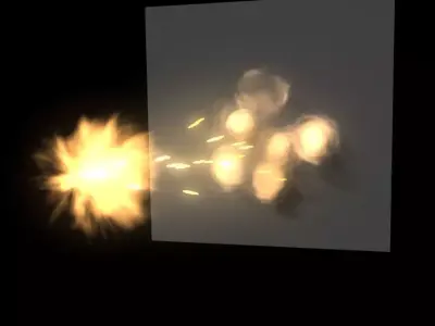 Maya VFX Machine Gun Rig with Muzzle Flash and Impact Blast 3D model