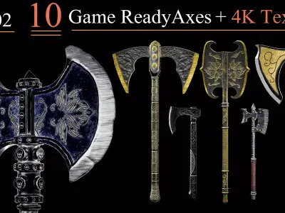 Game Ready Axe PBR Low Poly 02 Low-poly 3D model