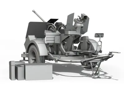 2cm Flak 38 with SD AH 51 - Trailer  3D model
