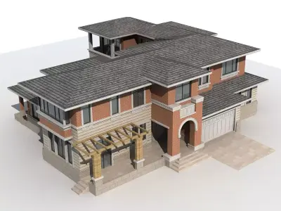 Villa house with garage 3D model