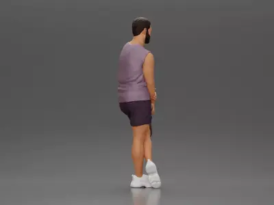 Casual Tennis Player Posing with Racket in Sporty Outfit 3D print model