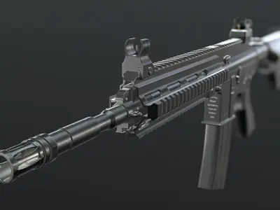 HK416 Assault Rifle Low-poly 3D model