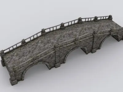 Old stone bridge Low-poly 3D model