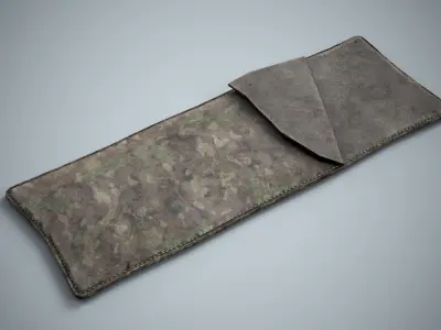 Military Sleeping Bag - Worn Camouflage Low-poly 3D model