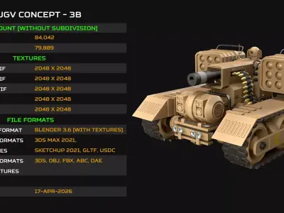 UGV Concept-3B-Desert-Clean Low-poly 3D model