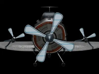 Aircraft airplane with two propellers 3D model