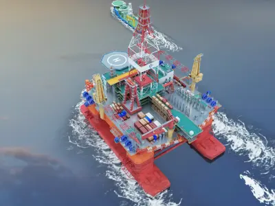 Offshore drilling platform-oil drilling 3D model buy