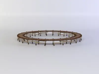 Wooden circle platform Low-poly 3D model
