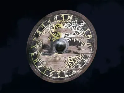 Viking shield 3 - War-Torn Low-poly 3D model
